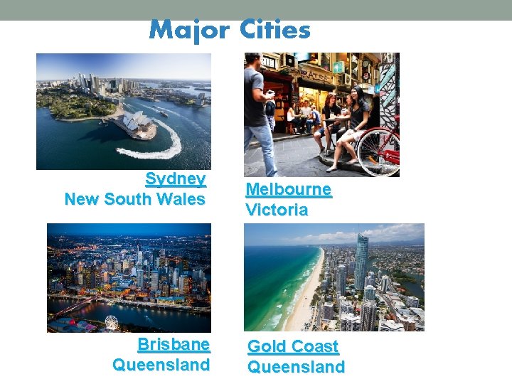 Major Cities Sydney New South Wales SUMO AUSTIN GLOBAL WEALTH Brisbane Queensland Melbourne Victoria