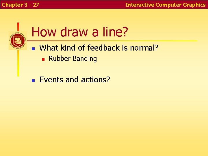 Chapter 3 - 27 Interactive Computer Graphics How draw a line? n What kind Chapter 3 - 27 Interactive Computer Graphics How draw a line? n What kind