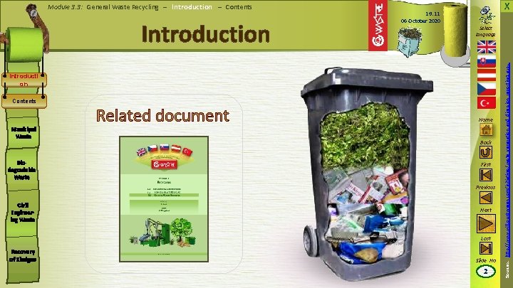 Introduction X 19: 11 06 October 2020 Select language Introducti on Contents Municipal Waste