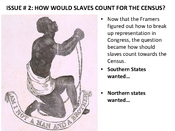 ISSUE # 2: HOW WOULD SLAVES COUNT FOR THE CENSUS? • Now that the ISSUE # 2: HOW WOULD SLAVES COUNT FOR THE CENSUS? • Now that the