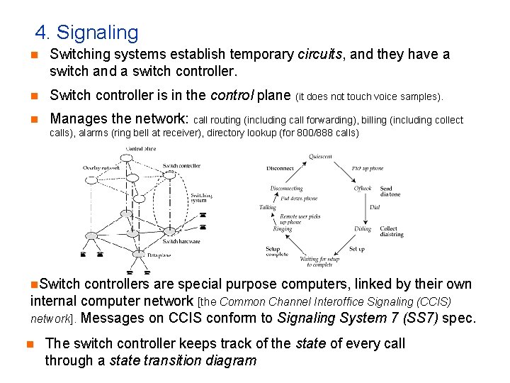 4. Signaling n Switching systems establish temporary circuits, and they have a switch and
