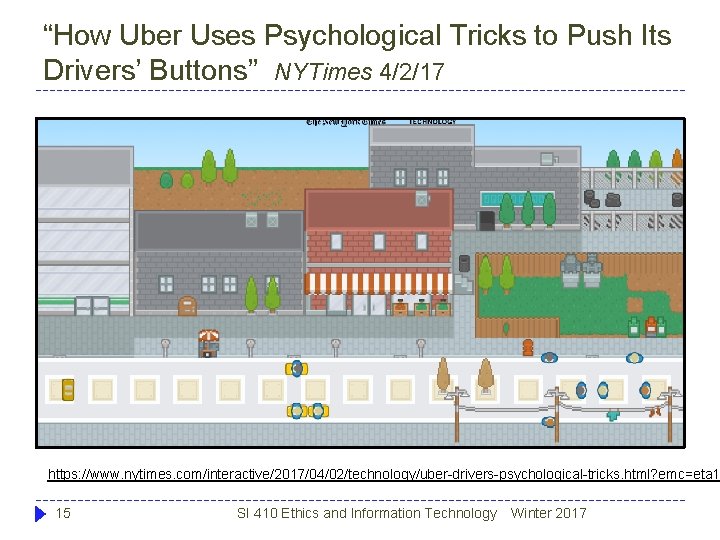 “How Uber Uses Psychological Tricks to Push Its Drivers’ Buttons” NYTimes 4/2/17 https: //www.