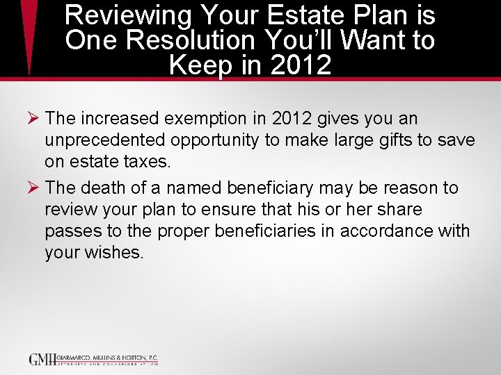 Reviewing Your Estate Plan is One Resolution You’ll Want to Keep in 2012 Ø Reviewing Your Estate Plan is One Resolution You’ll Want to Keep in 2012 Ø