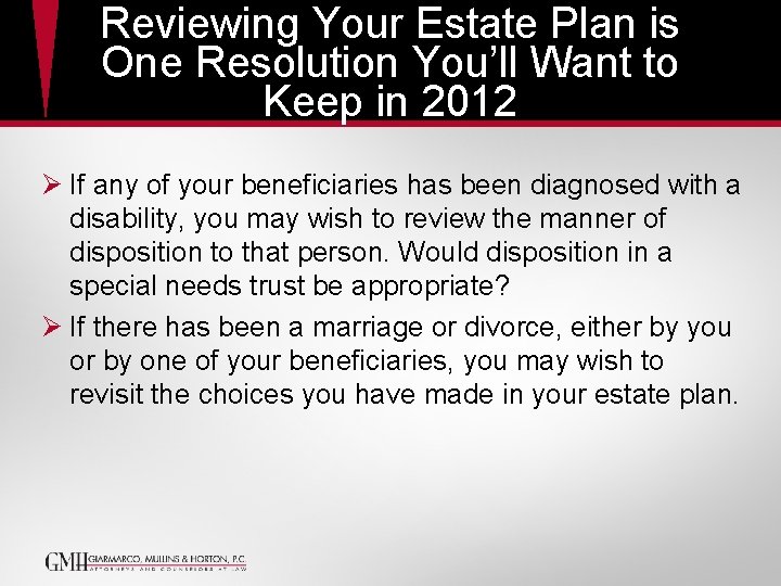 Reviewing Your Estate Plan is One Resolution You’ll Want to Keep in 2012 Ø Reviewing Your Estate Plan is One Resolution You’ll Want to Keep in 2012 Ø