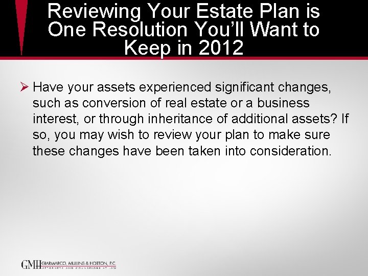 Reviewing Your Estate Plan is One Resolution You’ll Want to Keep in 2012 Ø Reviewing Your Estate Plan is One Resolution You’ll Want to Keep in 2012 Ø
