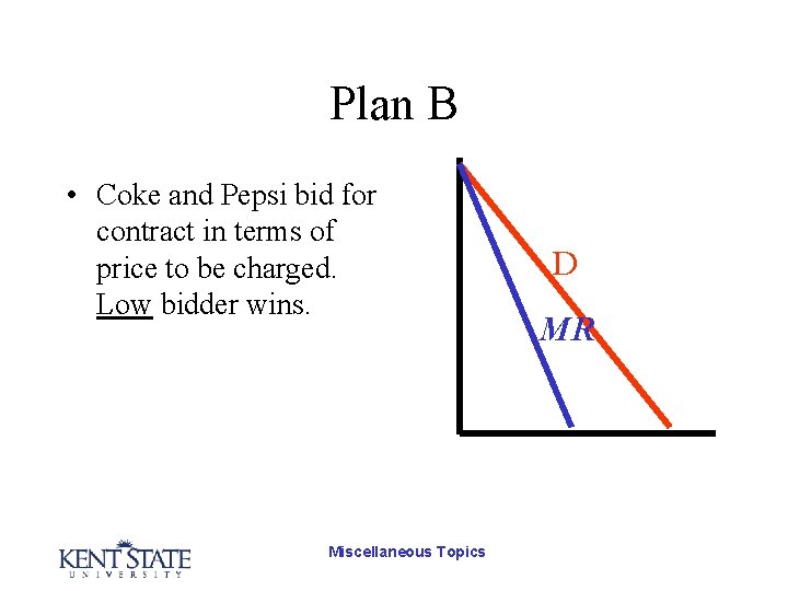 Plan B • Coke and Pepsi bid for contract in terms of price to