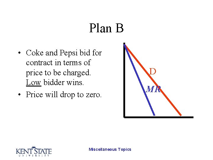 Plan B • Coke and Pepsi bid for contract in terms of price to