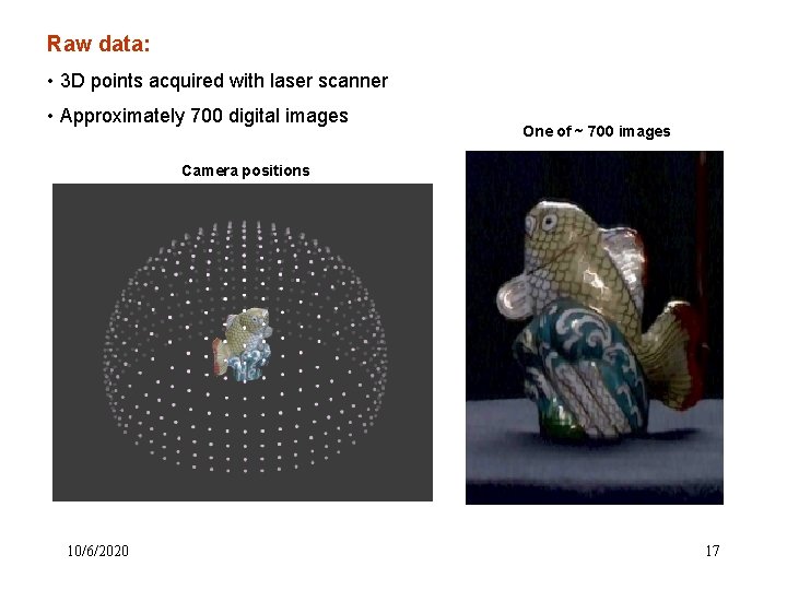 Raw data: • 3 D points acquired with laser scanner • Approximately 700 digital Raw data: • 3 D points acquired with laser scanner • Approximately 700 digital
