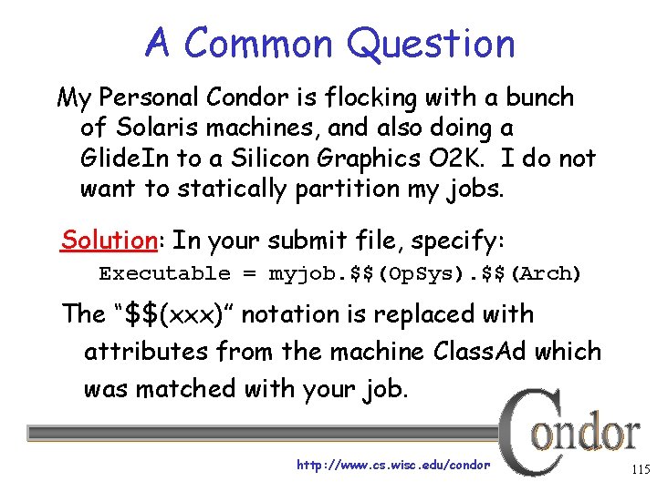 A Common Question My Personal Condor is flocking with a bunch of Solaris machines,