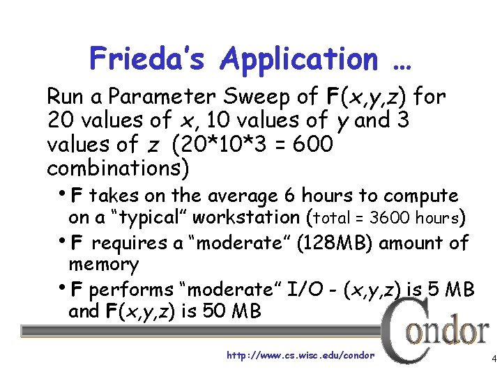 Frieda’s Application … Run a Parameter Sweep of F(x, y, z) for 20 values