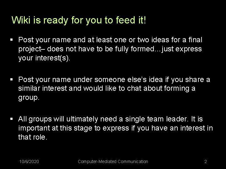 Wiki is ready for you to feed it! § Post your name and at