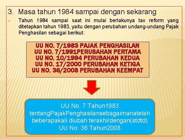 3. Masa tahun 1984 sampai dengan sekarang Ø Tahun 1984 sampai saat ini mulai