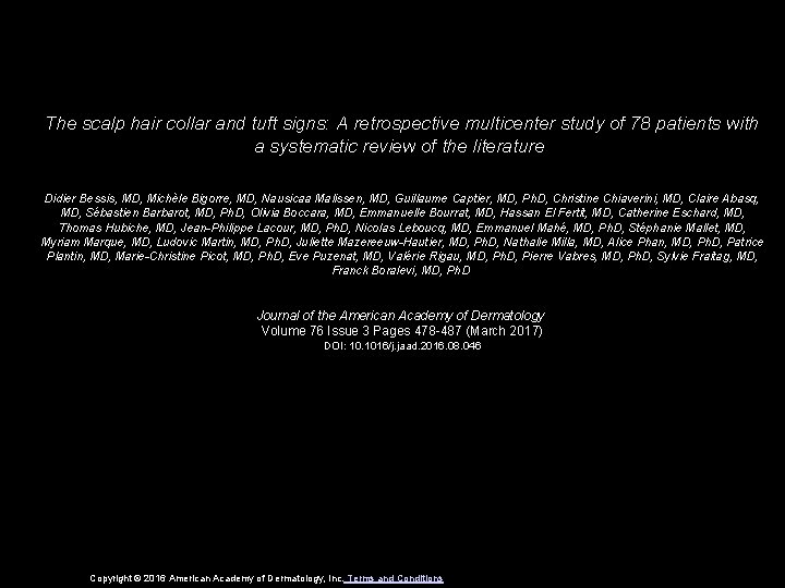 The scalp hair collar and tuft signs: A retrospective multicenter study of 78 patients
