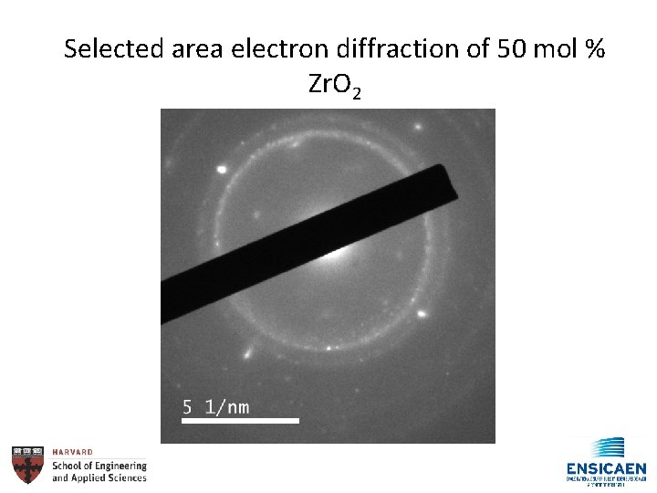 Selected area electron diffraction of 50 mol % Zr. O 2 