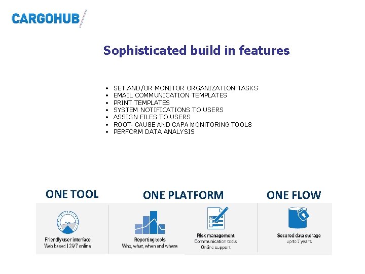 Sophisticated build in features • SET AND/OR MONITOR ORGANIZATION TASKS • EMAIL COMMUNICATION TEMPLATES Sophisticated build in features • SET AND/OR MONITOR ORGANIZATION TASKS • EMAIL COMMUNICATION TEMPLATES