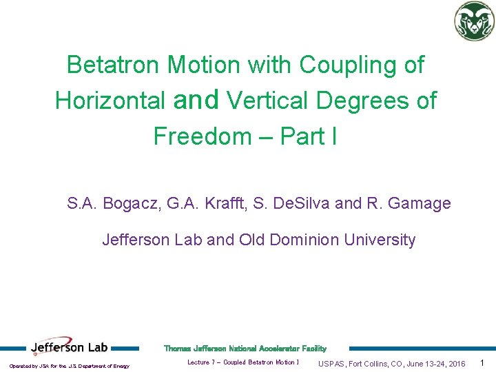 Betatron Motion with Coupling of Horizontal and Vertical Degrees of Freedom – Part I