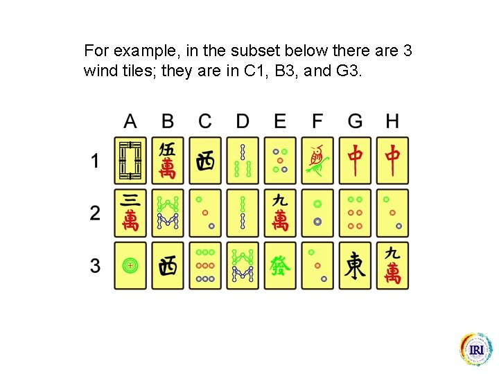 For example, in the subset below there are 3 wind tiles; they are in