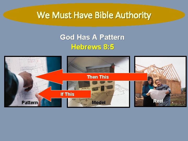 We Must Have Bible Authority God Has A Pattern Hebrews 8: 5 Then This
