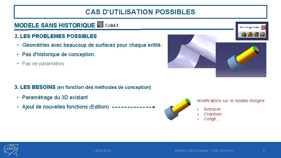 CAS D'UTILISATION POSSIBLES MODELE SANS HISTORIQUE 2. LES PROBLEMES POSSIBLES • Géométries avec beaucoup