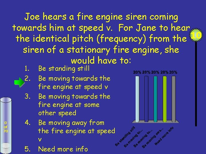 Joe hears a fire engine siren coming towards him at speed v. For Jane