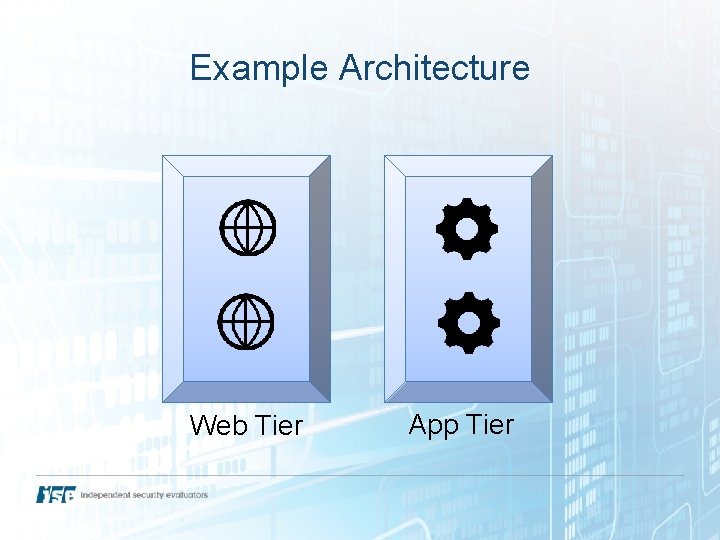 Example Architecture Web Tier App Tier 