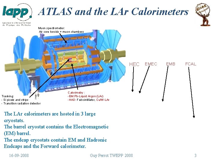 ATLAS and the LAr Calorimeters Muon spectrometer: Air core toroids + muon chambers HEC