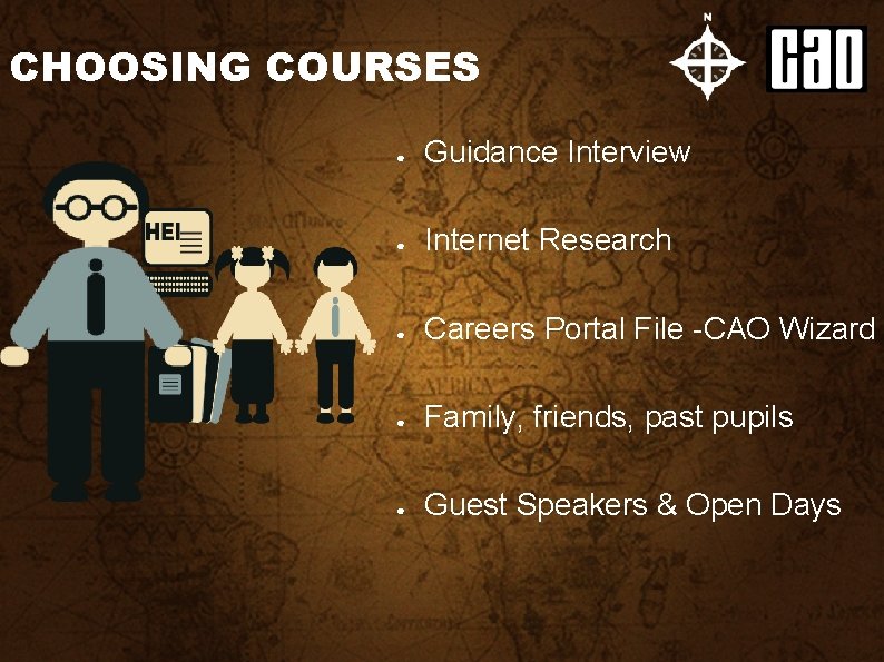 CHOOSING COURSES ● Guidance Interview ● Internet Research ● Careers Portal File -CAO Wizard