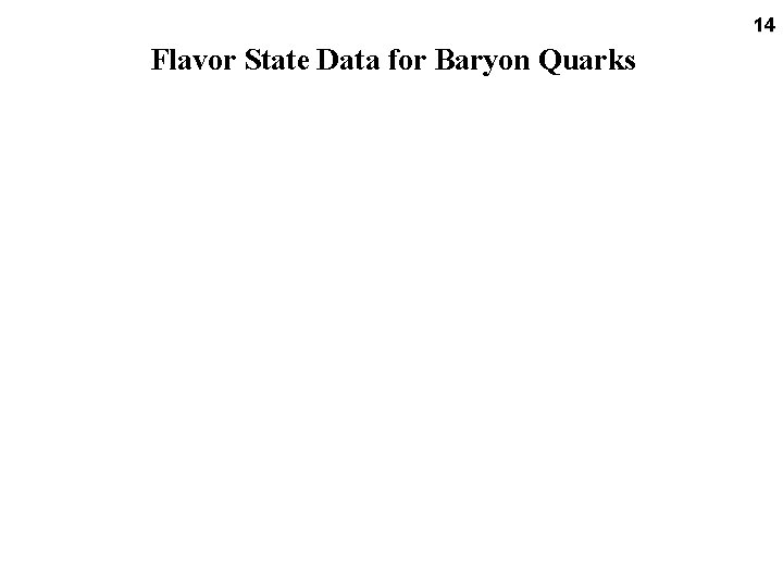 14 Flavor State Data for Baryon Quarks 