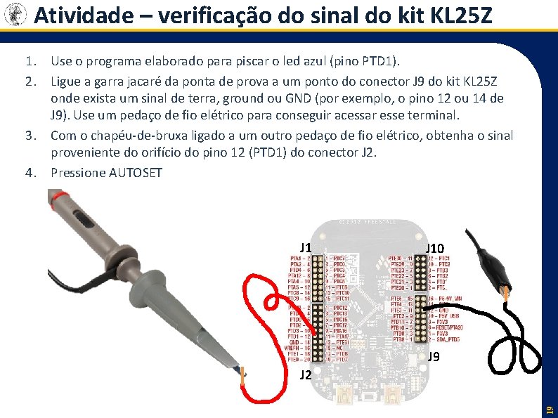 Atividade – verificação do sinal do kit KL 25 Z 1. Use o programa