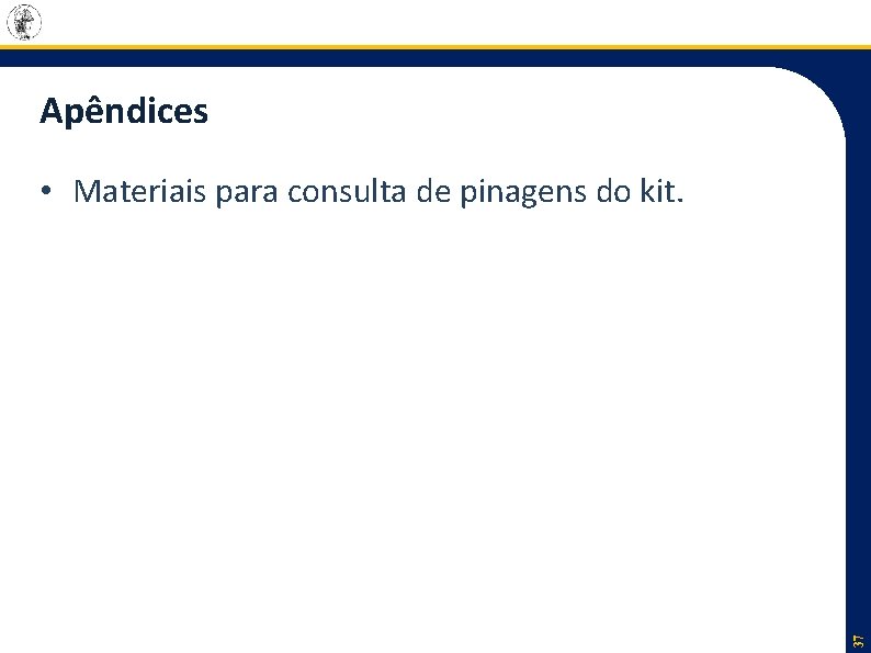 Apêndices 37 • Materiais para consulta de pinagens do kit. 