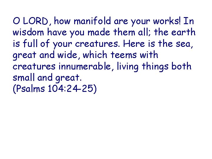 O LORD, how manifold are your works! In wisdom have you made them all;