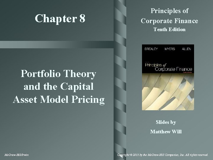 Chapter 8 Principles of Corporate Finance Tenth Edition Portfolio Theory and the Capital Asset