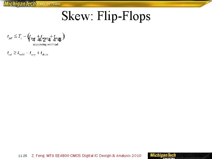 Skew: Flip-Flops 11. 25 Z. Feng MTU EE 4800 CMOS Digital IC Design &