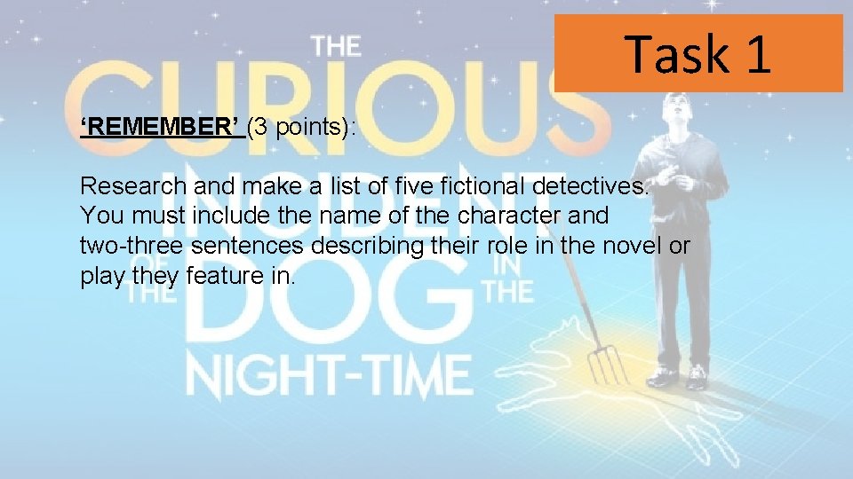 Task 1 ‘REMEMBER’ (3 points): Research and make a list of five fictional detectives.