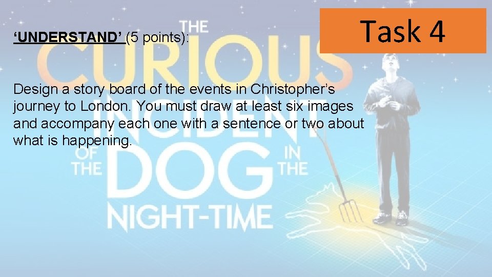 ‘UNDERSTAND’ (5 points): Task 4 Design a story board of the events in Christopher’s