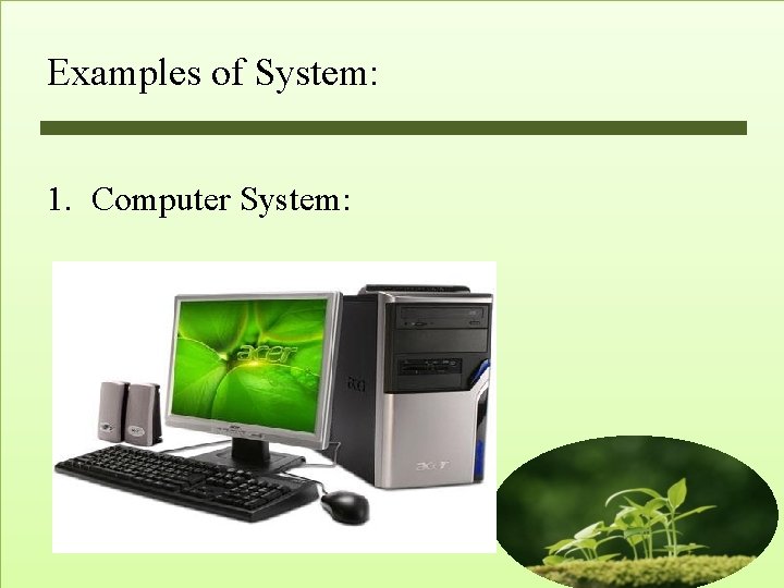 Examples of System: 1. Computer System: Examples of System: 1. Computer System: