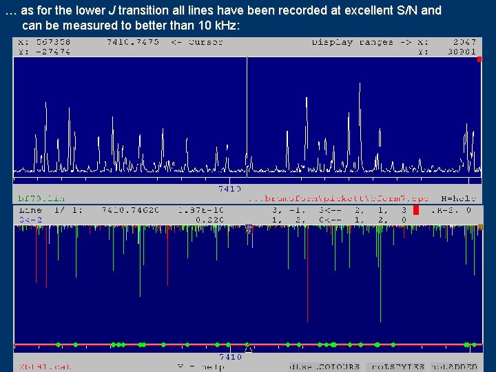 … as for the lower J transition all lines have been recorded at excellent