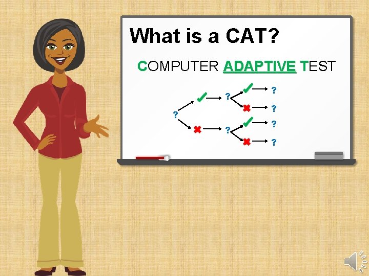 What is a CAT? COMPUTER ADAPTIVE TEST ? ? ? 