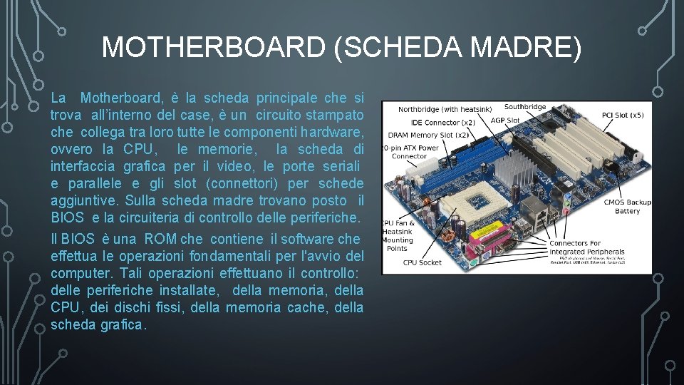 MOTHERBOARD (SCHEDA MADRE) La Motherboard, è la scheda principale che si trova all’interno del MOTHERBOARD (SCHEDA MADRE) La Motherboard, è la scheda principale che si trova all’interno del