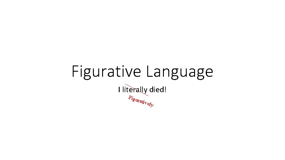 Figurative Language I literally died! Figu rativ ely Figurative Language I literally died! Figu rativ ely