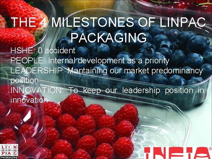 THE 4 MILESTONES OF LINPAC PACKAGING HSHE: 0 accident PEOPLE: Internal development as a