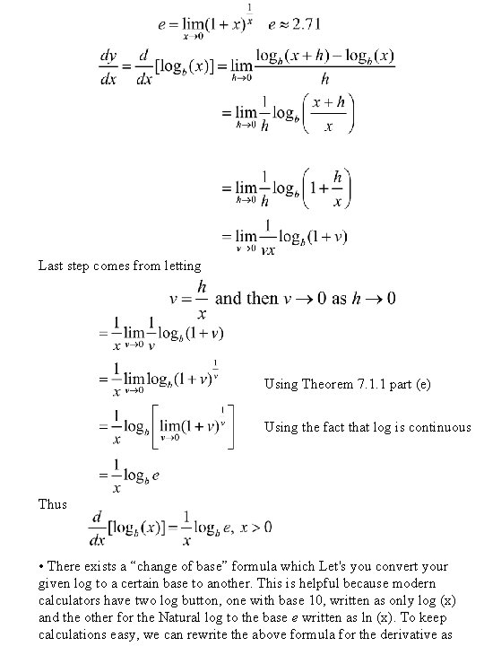 Last step comes from letting Using Theorem 7. 1. 1 part (e) Using the