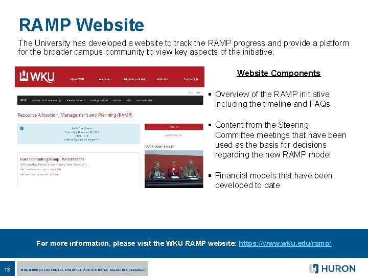 RAMP Website The University has developed a website to track the RAMP progress and