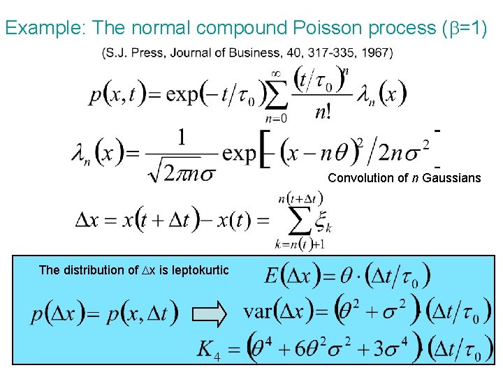 Example: The normal compound Poisson process ( =1) Convolution of n Gaussians The distribution