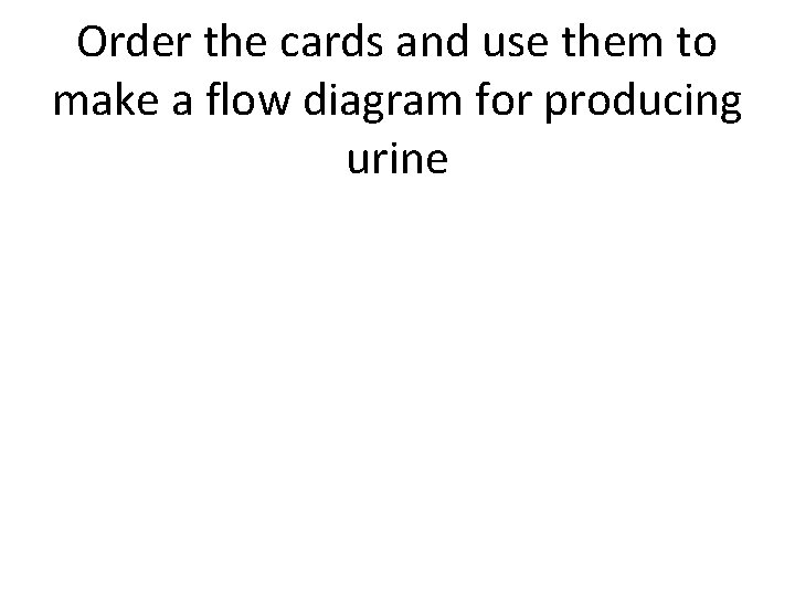 Order the cards and use them to make a flow diagram for producing urine