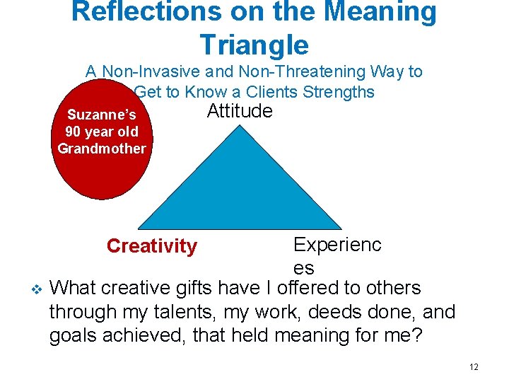 Reflections on the Meaning Triangle A Non-Invasive and Non-Threatening Way to Get to Know