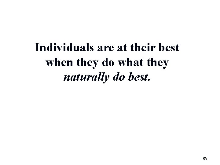 Individuals are at their best when they do what they naturally do best. 58