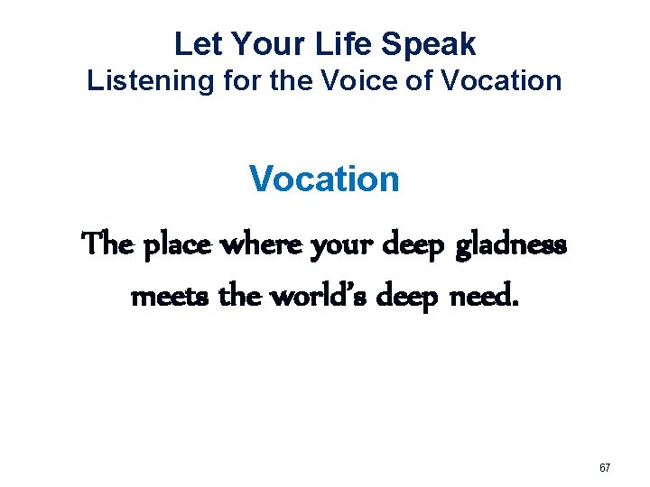 Let Your Life Speak Listening for the Voice of Vocation The place where your