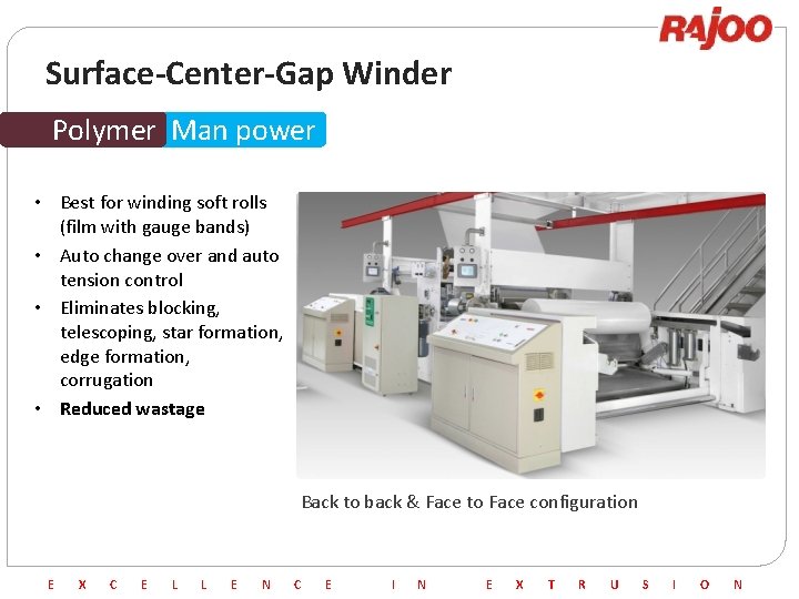 Surface-Center-Gap Winder Polymer Man power • Best for winding soft rolls (film with gauge