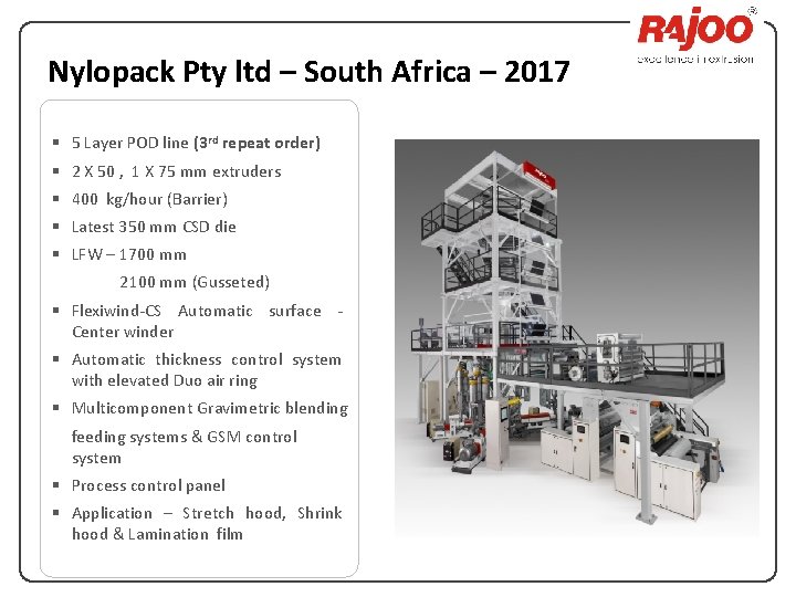 Nylopack Pty ltd – South Africa – 2017 § 5 Layer POD line (3